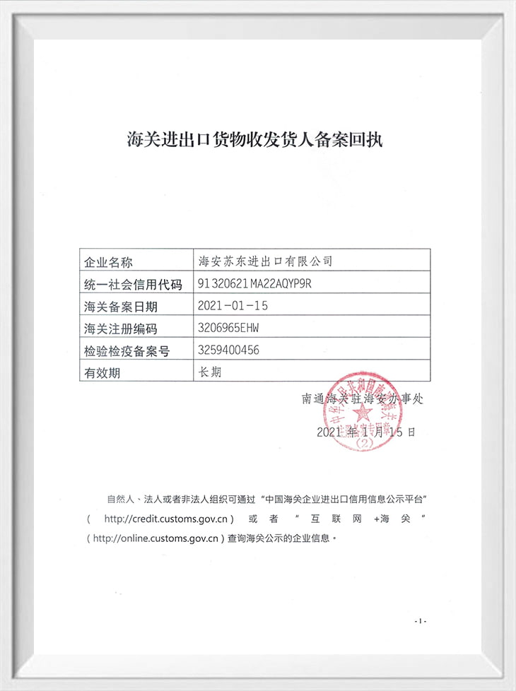 Customs Import and Export Goods Consignor Filing Receipt